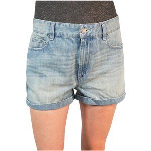 Isabel Marant Étoile High Rise Light Wash Cuff Denim Shorts